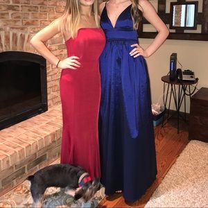 Red Strapless Prom Dress